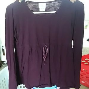 Long sleeve plum colored maternity shirt